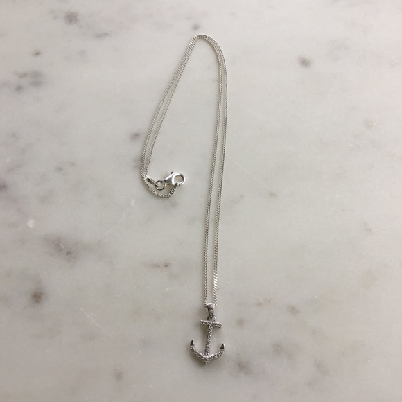 Sterling Silver Cz Anchor Necklace - Picture 11 of 15